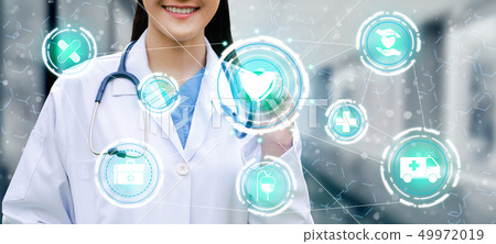 Doctor with health insurance healthcare graphic. Doctor with health insurance healthcare graphic. 49972019