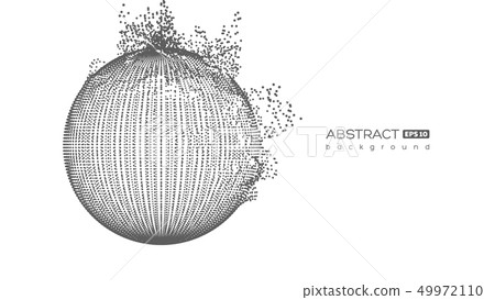 Abstract particles sphere with explosion effect. 49972110