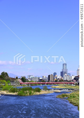 Looking upstream from near Hirose Bridge in Sendai City Looking upstream from near Hirose Bridge in Sendai City 49972811