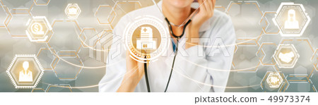 Doctor with health insurance healthcare graphic. 49973374