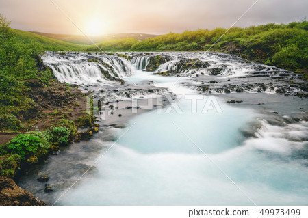 Bruarfoss waterfall in Brekkuskogur, Iceland. 49973499