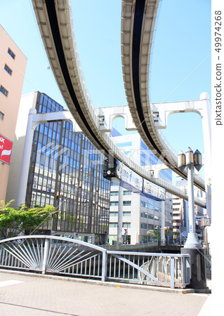 千葉都市風景和單軌鐵路車 千葉都市風景和單軌鐵路車 49974268