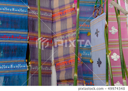 traditional fabric lanna flag from northern Thailand traditional fabric lanna flag from northern Thailand 49974348