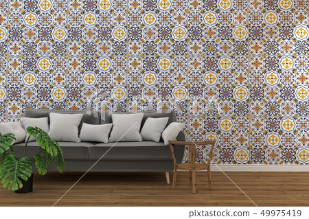 living room interior with tile classic  49975419