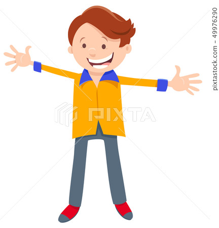 happy boy character cartoon illustration 49976290
