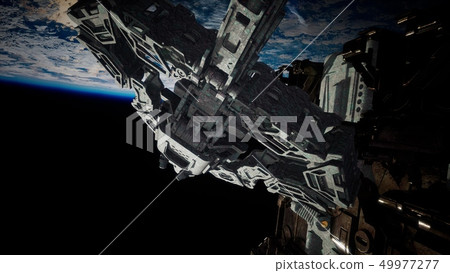 Alien Spaceship Armada Nearing Earth Stock Illustration