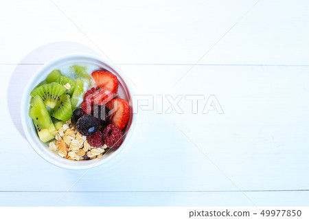 Colorful fruit yogurt (with cereals) 49977850