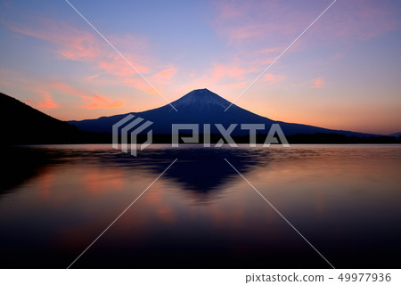 Sunrise on Mt. Fuji from Lake Tanuki Sunrise on Mt. Fuji from Lake Tanuki 49977936