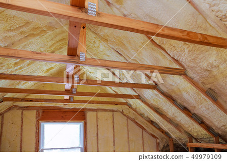 Foam plastic Insulation on a new roof 49979109