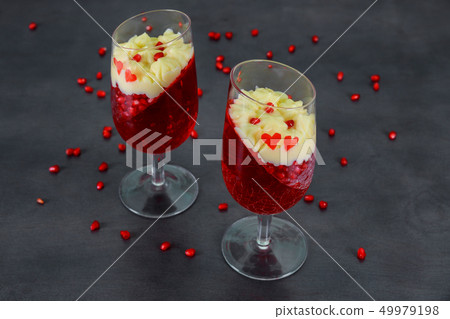 Tasty panakota with jelly and pomegranate 49979198