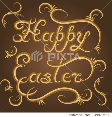 Vintage golden Happy Easter lettering  49979485