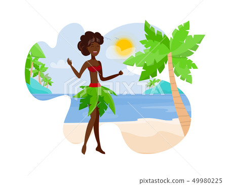 Travel to Paradise Island Flat Color Illustration Travel to Paradise Island Flat Color Illustration 49980225