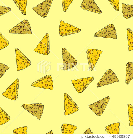Seamless pattern made from pieces of cheese 49980807