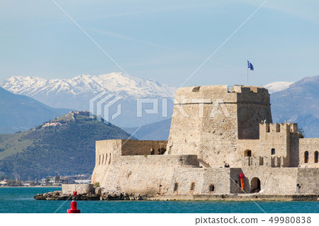 Castle Island of Bourtzi and Mountains, Nafplion 49980838