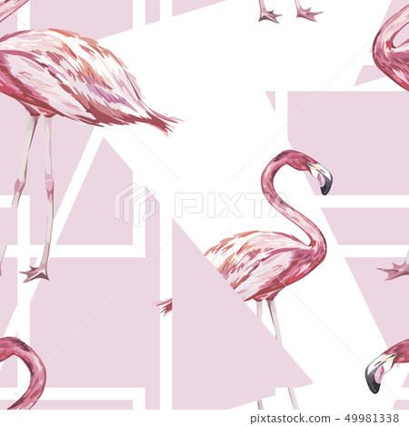 Seamless pattern with tropical Flamingo and flowers. Element for design of invitations, movie Seamless pattern with tropical Flamingo and flowers. Element for design of invitations, movie 49981338