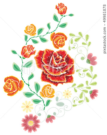 Embroidery Rose Ornament Embroidery Rose Ornament 49981878