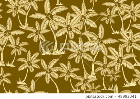 brown vector palm trees drawn seamless pattern - Stock Illustration ...