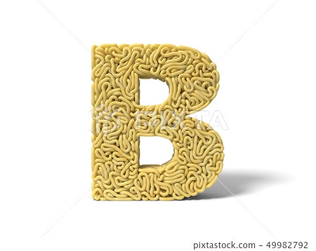 noodle in shape of B letter. curly spaghetti for cooking. 3d illustration noodle in shape of B letter. curly spaghetti for cooking. 3d illustration 49982792