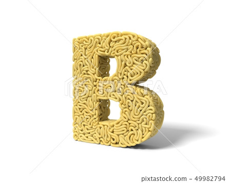 noodle in shape of B letter. curly spaghetti for cooking. side view, 3d illustration noodle in shape of B letter. curly spaghetti for cooking. side view, 3d illustration 49982794