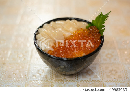 Seafood bowl Scallop salmon bowl 49983085