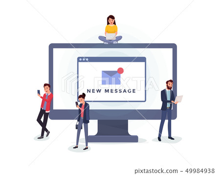 Smiling people messaging via internet 49984938