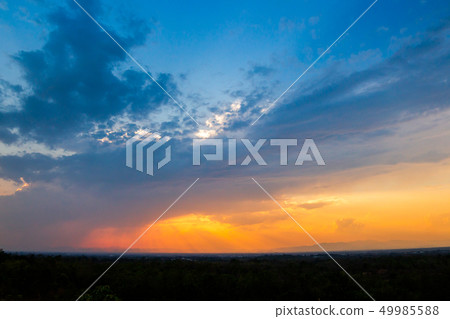 colorful dramatic sky with cloud at sunset. colorful dramatic sky with cloud at sunset. 49985588