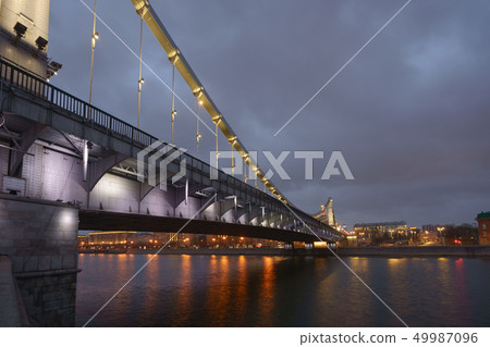 Moskva river and Krymsky bridge at bright night 49987096