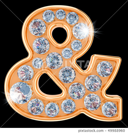 Golden ampersand symbol with diamonds Golden ampersand symbol with diamonds 49988960