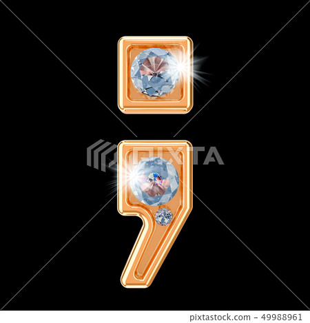 Punctuation marks from gold with diamonds 49988961