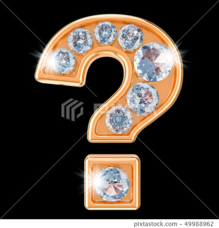 Golden question mark with diamonds. 3D rendering 49988962