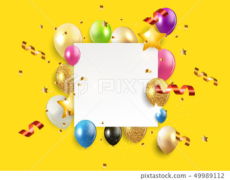 Glossy Happy Birthday Balloons Background Vector Glossy Happy Birthday Balloons Background Vector 49989112