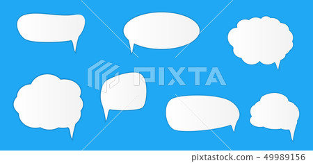 White blank retro speech bubbles set on blue - Stock Illustration ...