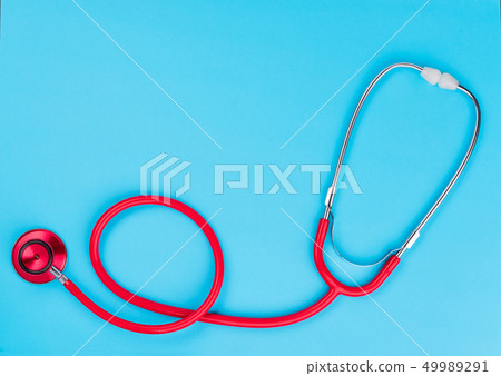 Stethoscope on blue background with copy space Stethoscope on blue background with copy space 49989291