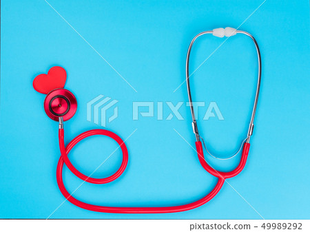 Stethoscope on blue background with copy space Stethoscope on blue background with copy space 49989292