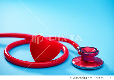 Red heart and stethoscope on on blue Red heart and stethoscope on on blue 49989297