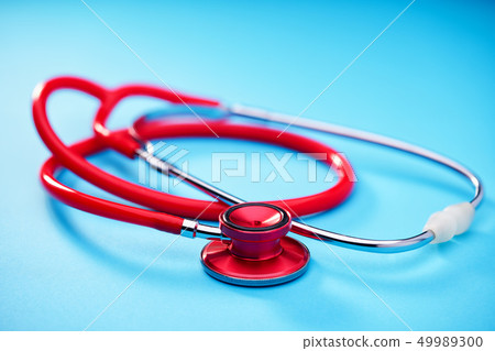 Stethoscope on blue background with copy space Stethoscope on blue background with copy space 49989300