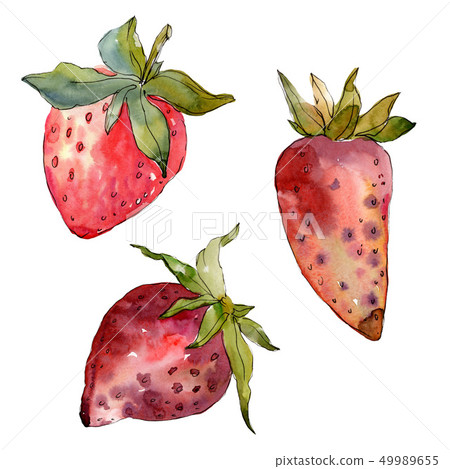 Strawberry healthy food isolated. Watercolor background set. Isolated berry illustration element. Strawberry healthy food isolated. Watercolor background set. Isolated berry illustration element. 49989655