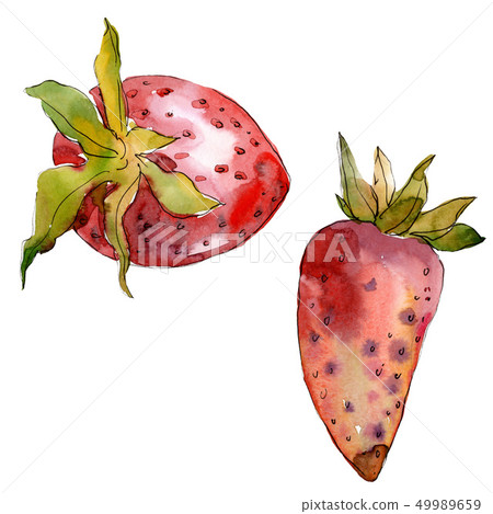Strawberry healthy food isolated. Watercolor background set. Isolated berry illustration element. Strawberry healthy food isolated. Watercolor background set. Isolated berry illustration element. 49989659