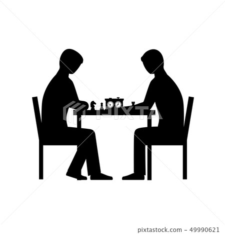 People playing chess vector silhouettes 49990621