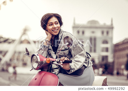 Nice dreamy woman looking at the street 49992292