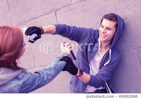 Young crazy couple having playful mood during date 49992606