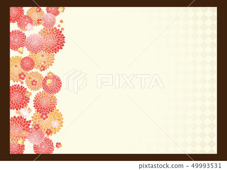 Japanese style handwritten floral background material frame Japanese pattern celebration Japanese style handwritten floral background material frame Japanese pattern celebration 49993531