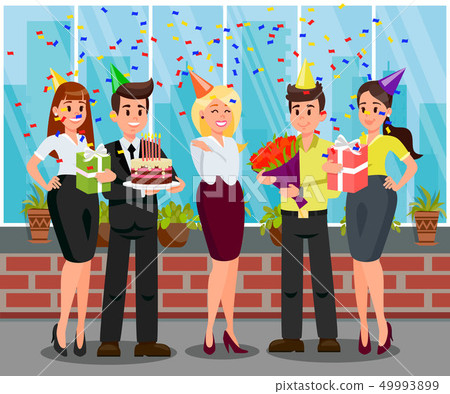 Surprise Birthday Party Flat Vector Illustration Surprise Birthday Party Flat Vector Illustration 49993899