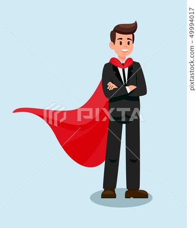 Businessman in Red Cape Flat Vector Illustration 49994017