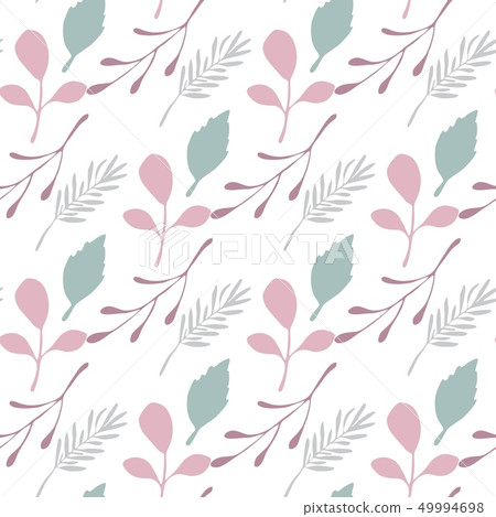 Pink leaves and branches vector seamless pattern 49994698