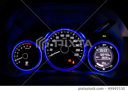 Night time close up car dashboard - Stock Photo [49995530] - PIXTA