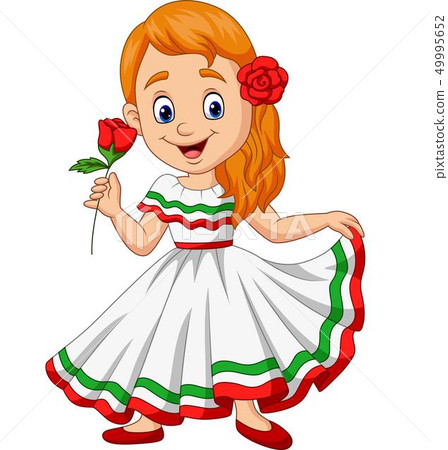 Cartoon girl dancing, Cinco de mayo celebration. 49995652