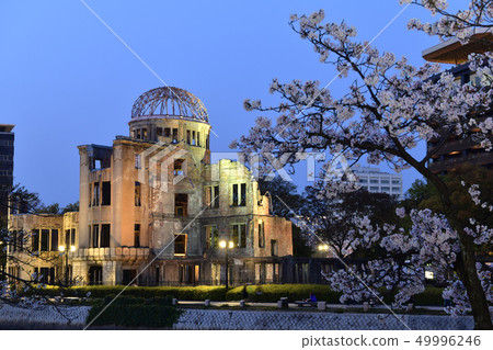 A-bomb dome and the night view of the cherry blossoms A-bomb dome and the night view of the cherry blossoms 49996246