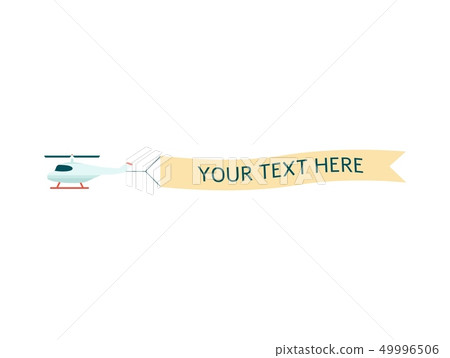 Helicopter or chopper with ribbon vector illustration isolated on background. Helicopter or chopper with ribbon vector illustration isolated on background. 49996506