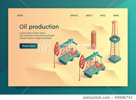 Illustration Oil Production Isometric Lettering. 49996742